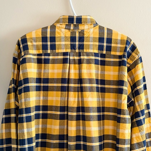 Tommy Hilfiger Yellow & Navy Blue Plaid Button Down Shirt Cotton Blend - Picture 12 of 16